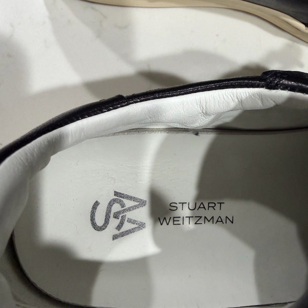 Stuart Weitzman Black and Cream Women's Leather Sneakers - Picture 5 of 8